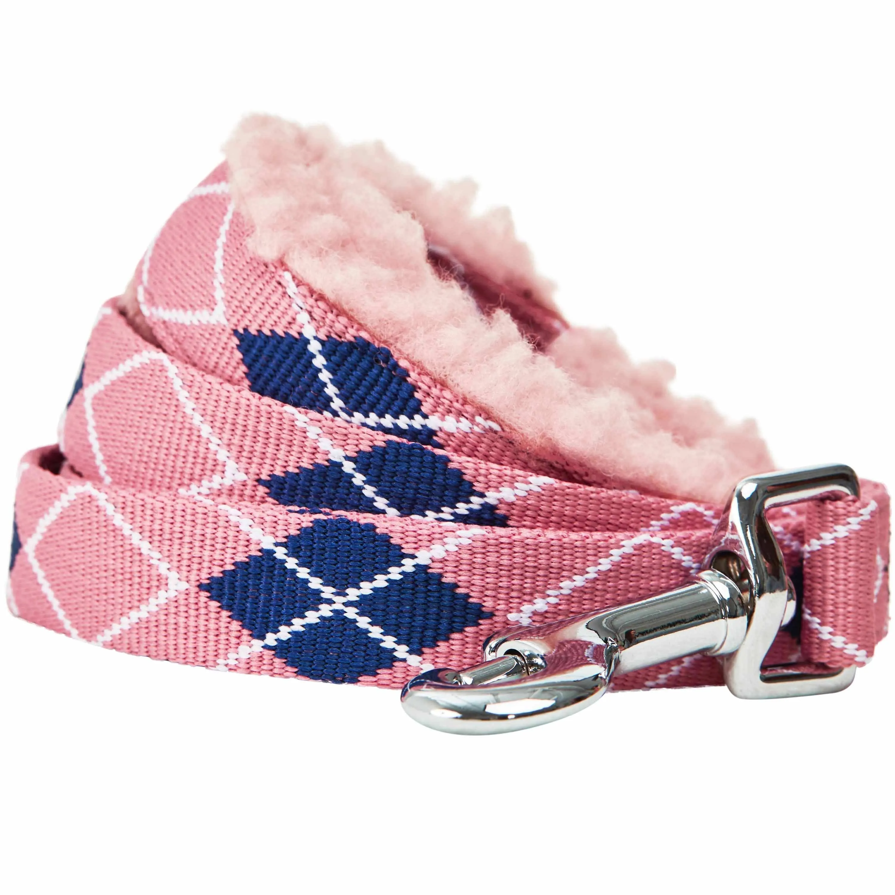 Sherpa Fleece Padded Dog Leash in Scottish Argyle