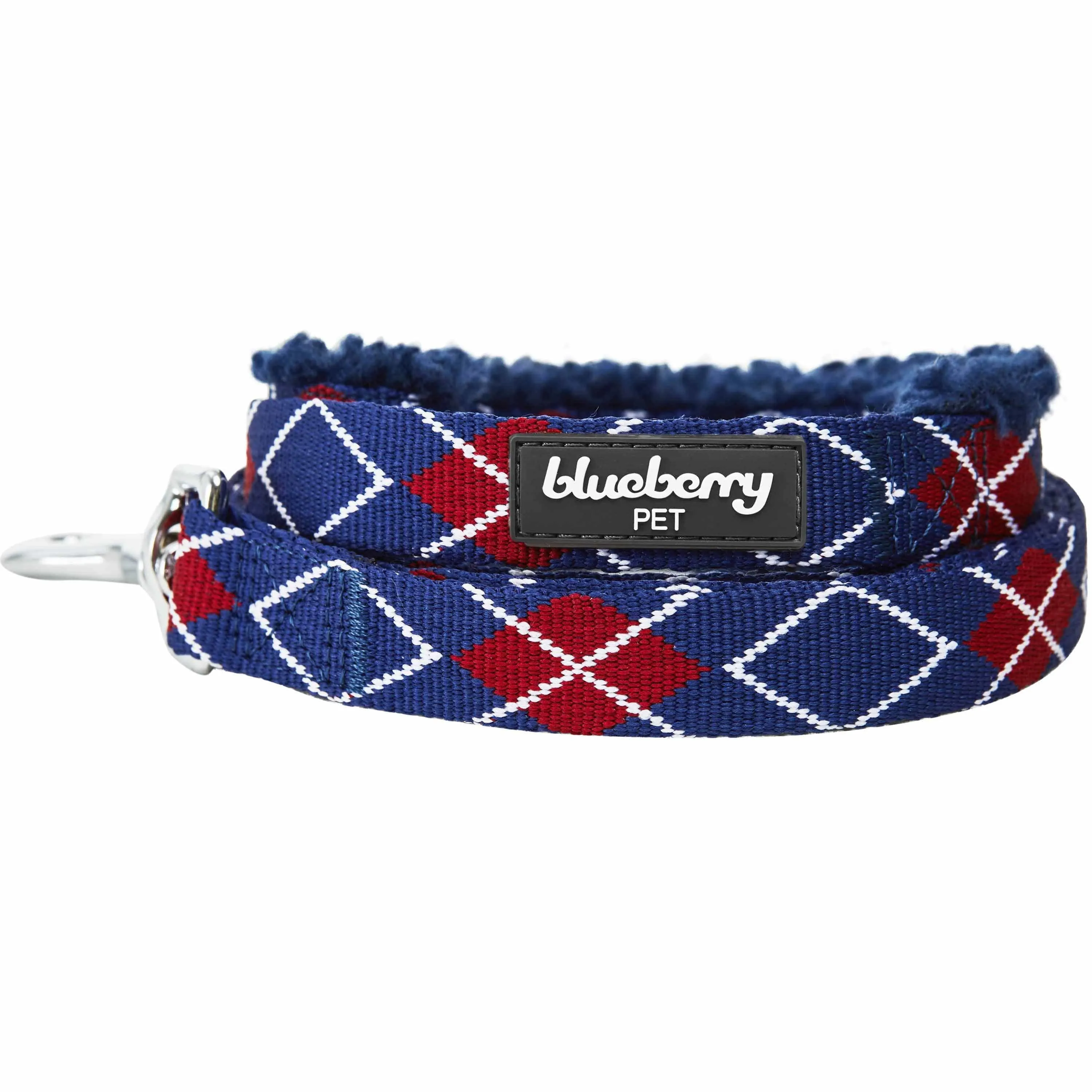 Sherpa Fleece Padded Dog Leash in Scottish Argyle