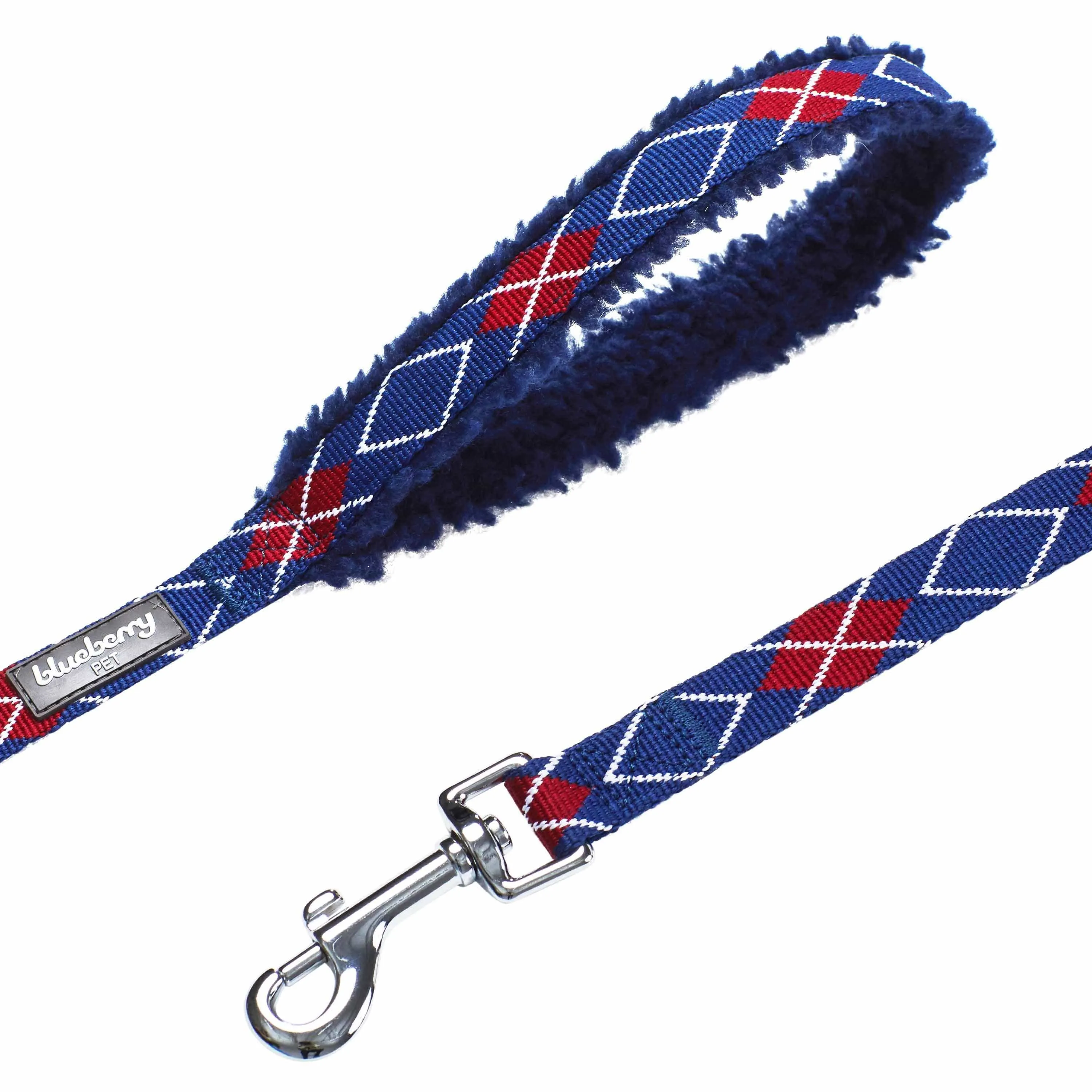 Sherpa Fleece Padded Dog Leash in Scottish Argyle