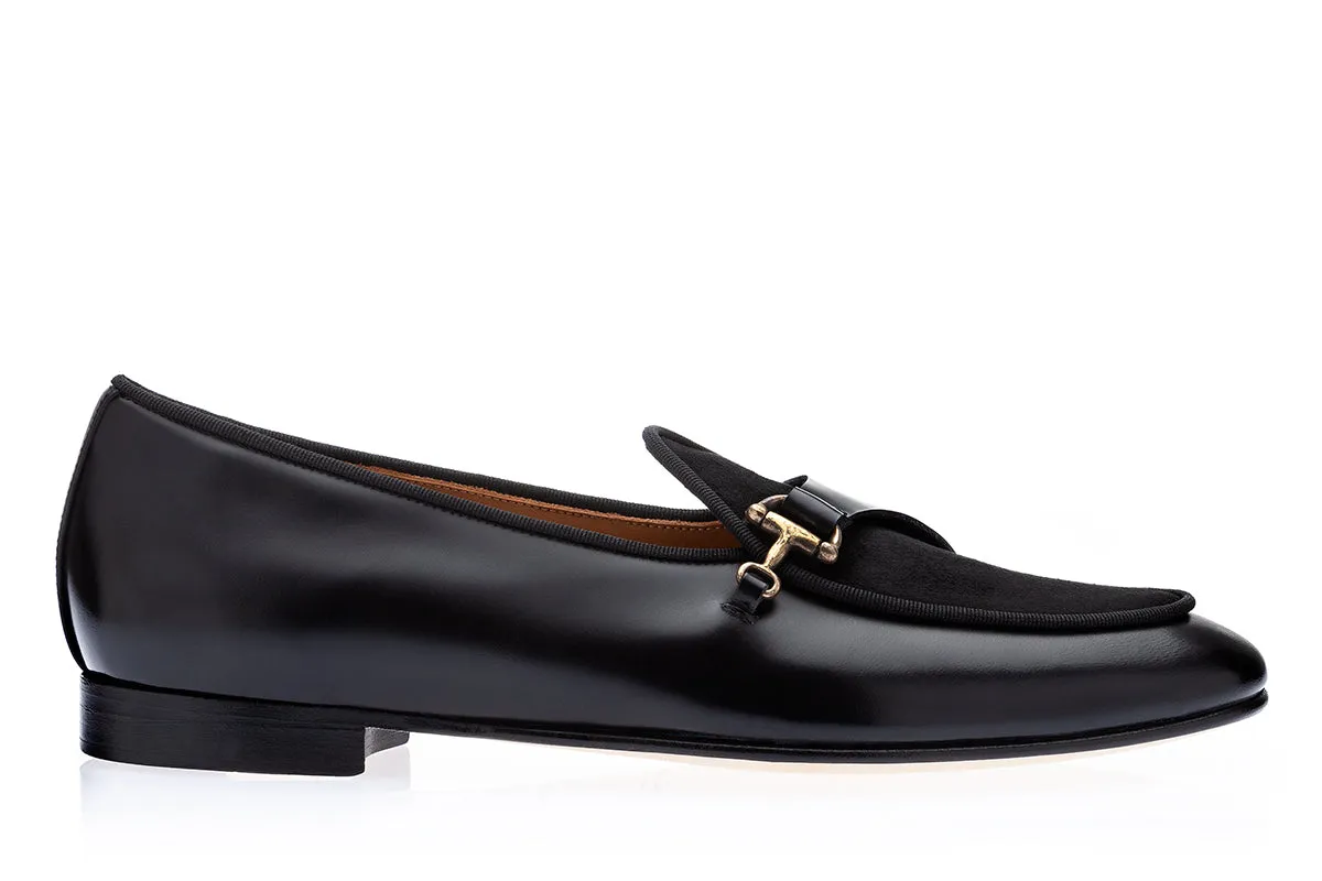 TANGERINE 12 CORDOVAN BLACK BELGIAN LOAFERS