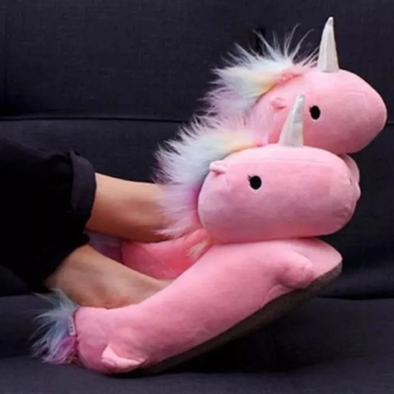 Teenage Unicorn Plush Shoes - Pink