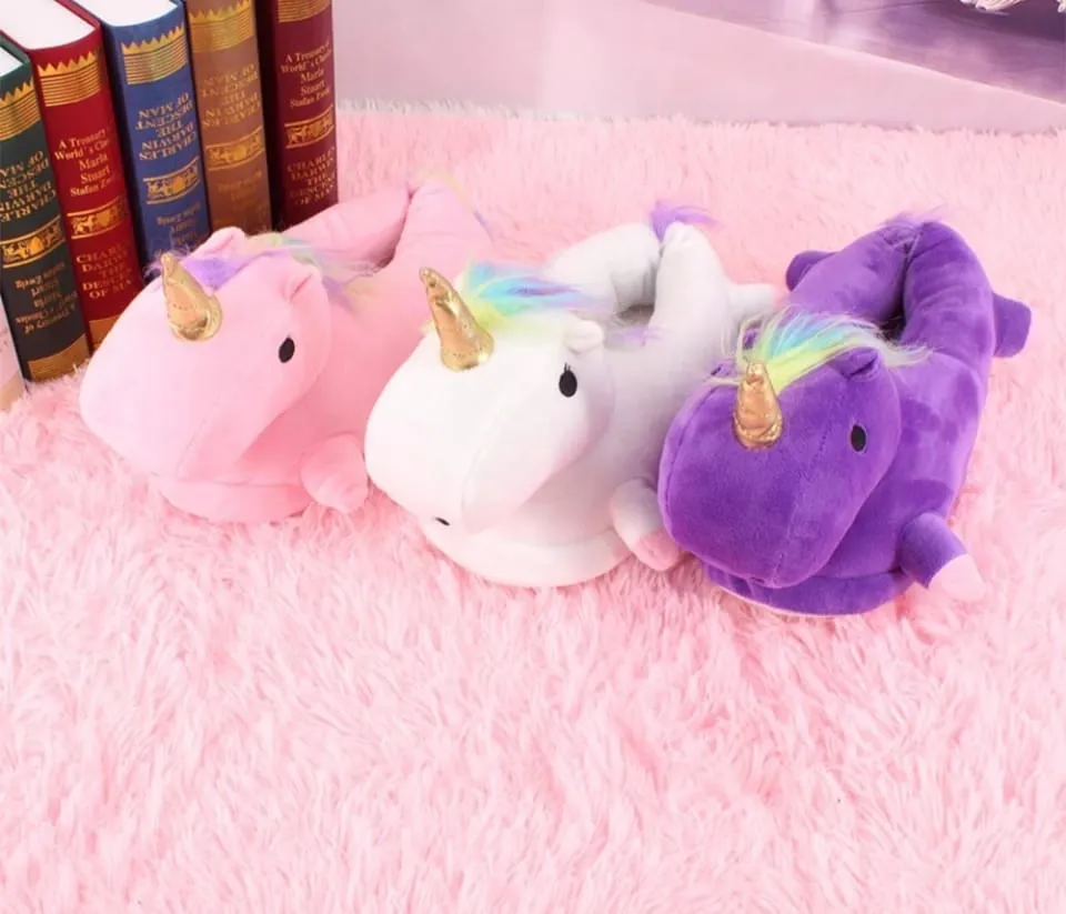 Teenage Unicorn Plush Shoes - Pink