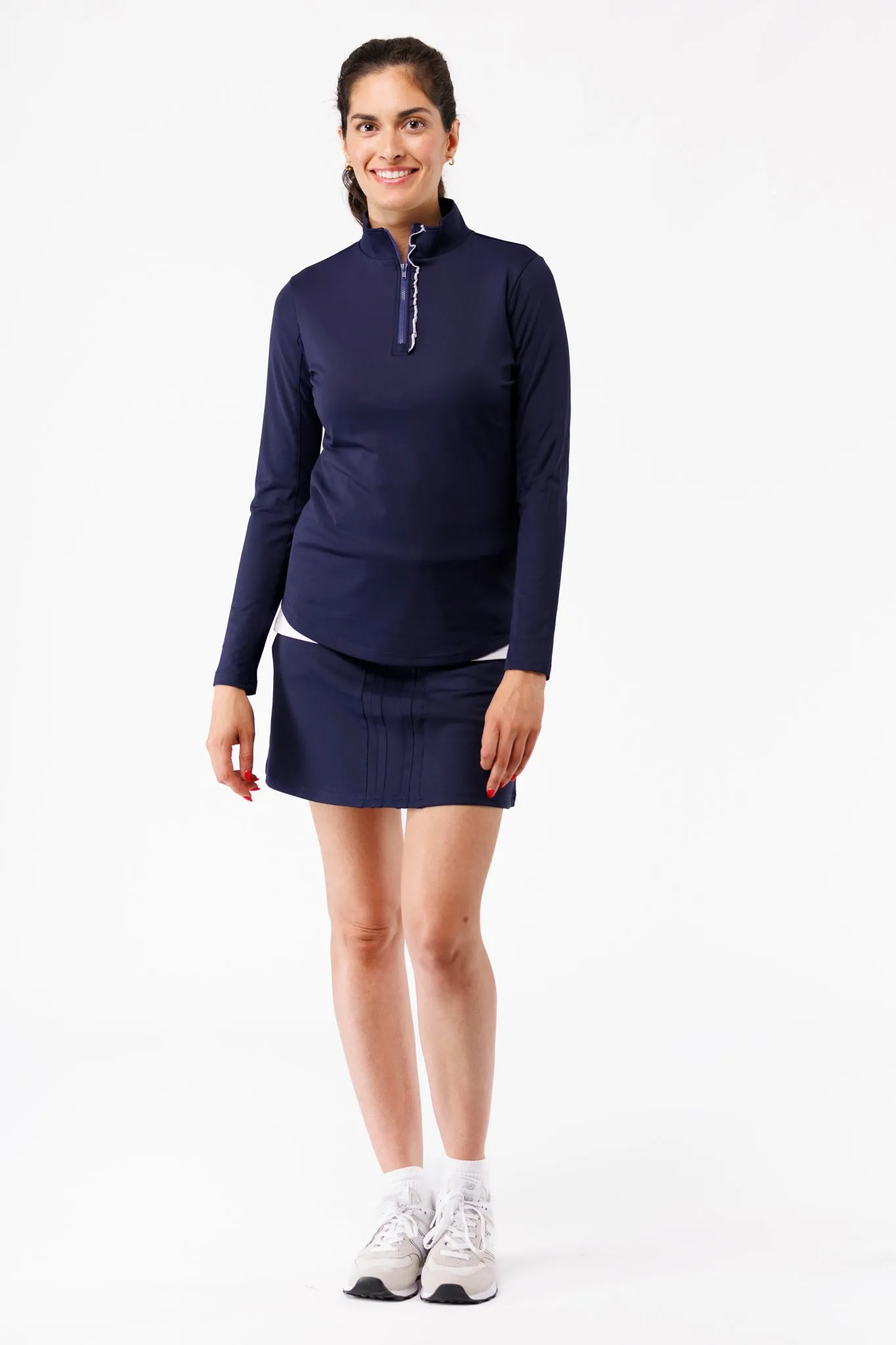 The Ava 1/4 Zip with Ruffle - Navy