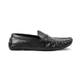 The Hummer Black Men's Leather Driving Loafers Tresmode