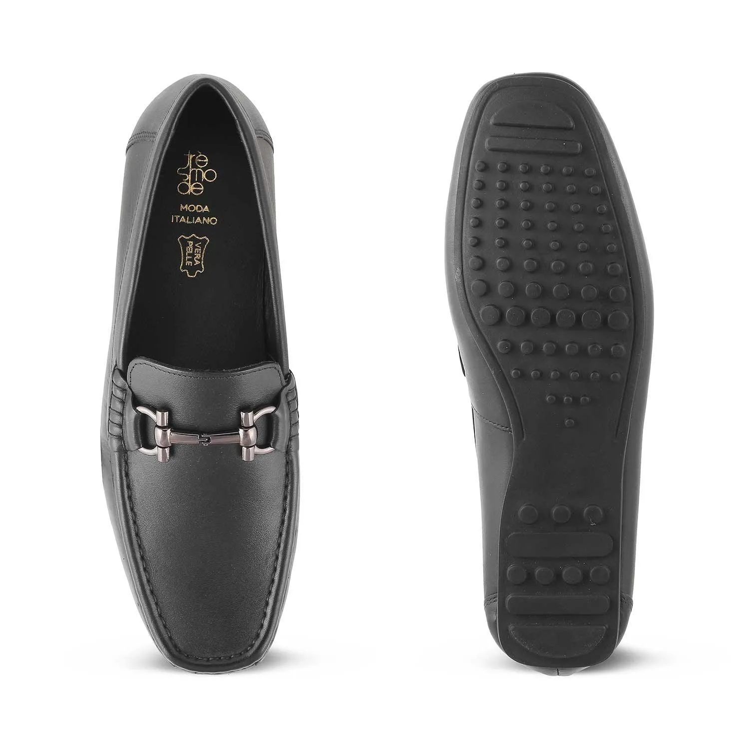 The Milane Black Men's Leather Loafers Tresmode