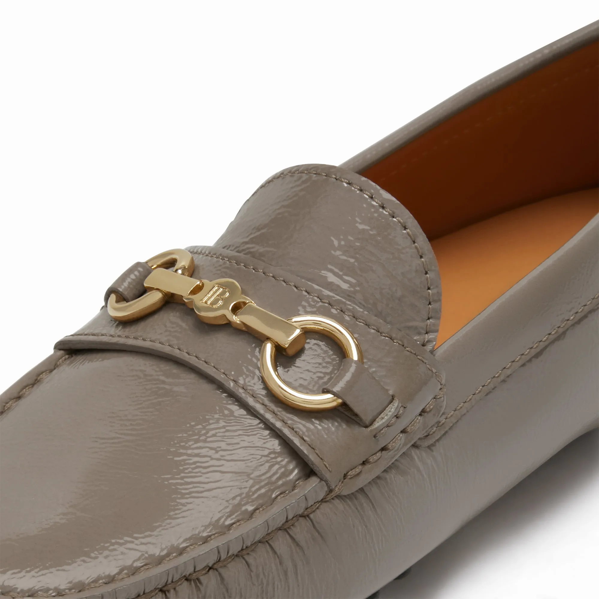 Vendôme Marie taupe calfskin patent leather moccasins