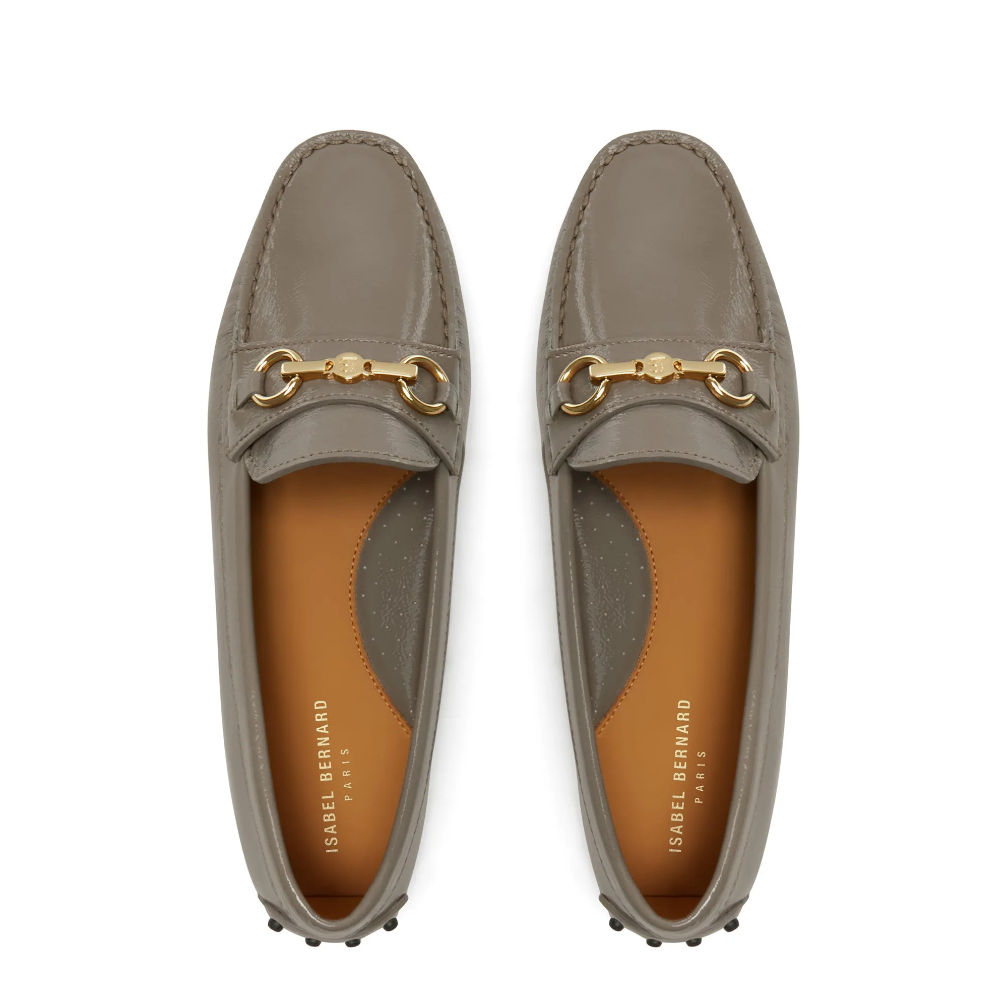 Vendôme Marie taupe calfskin patent leather moccasins