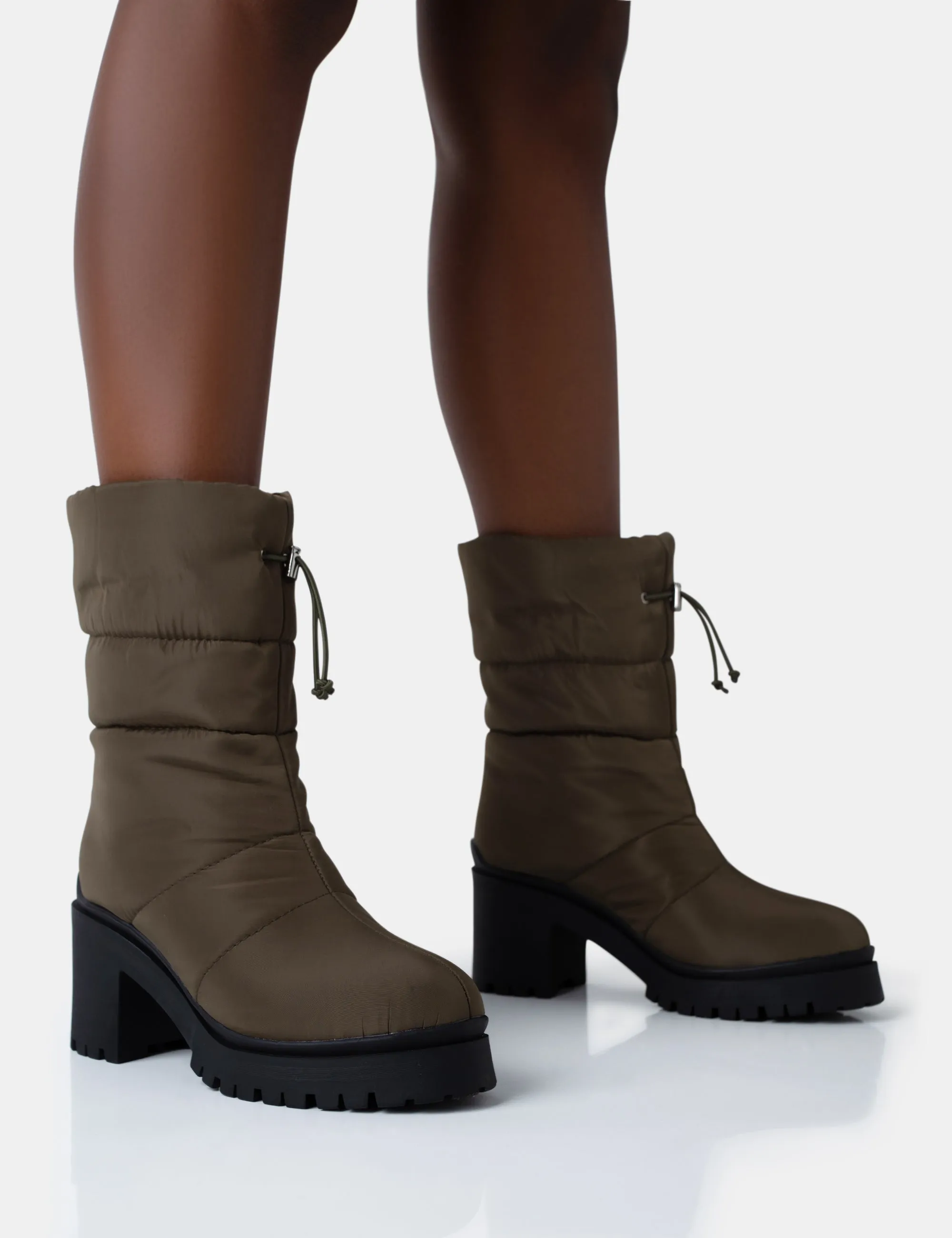 Vine Khaki Nylon Padded Toggle Ankle Boots