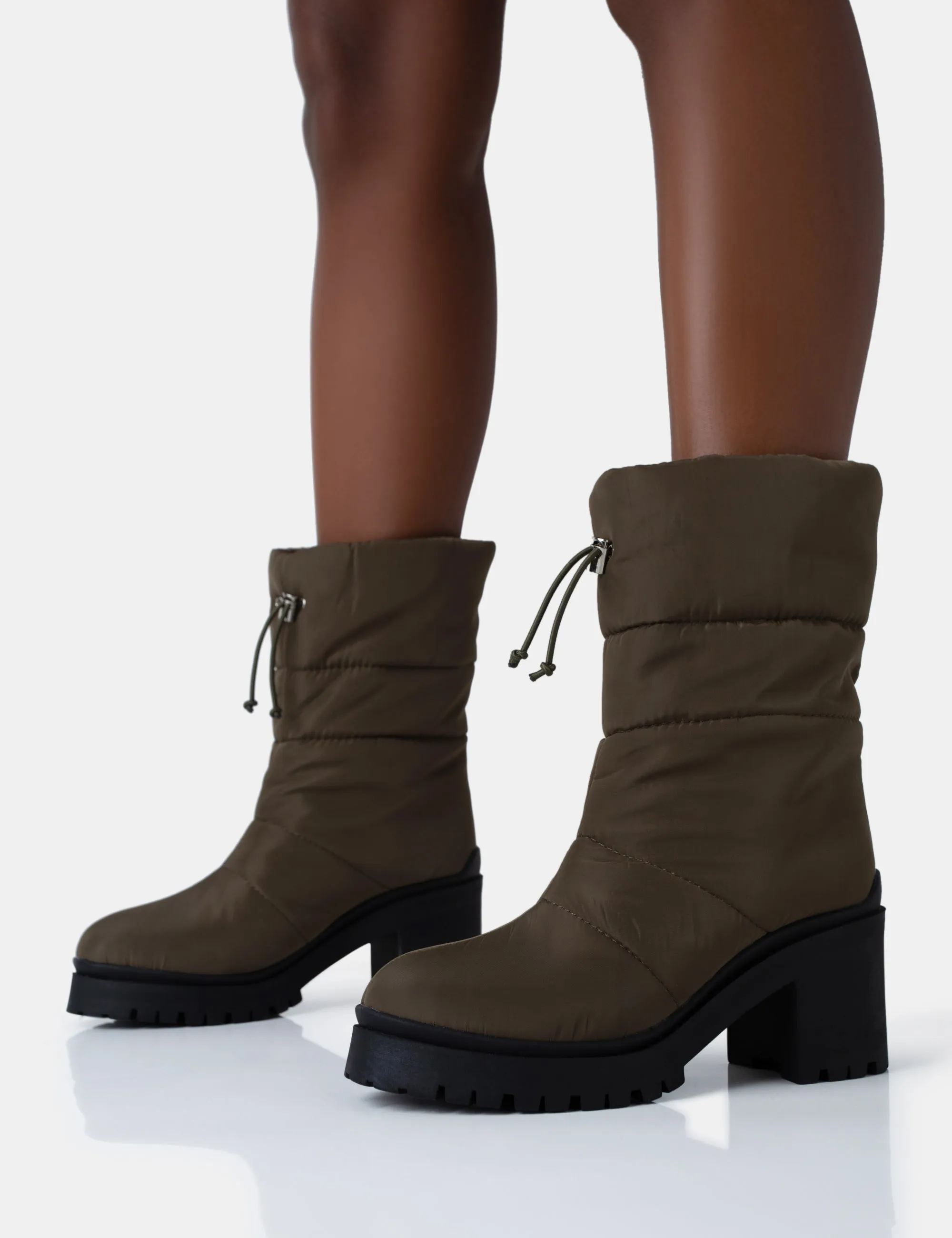 Vine Khaki Nylon Padded Toggle Ankle Boots