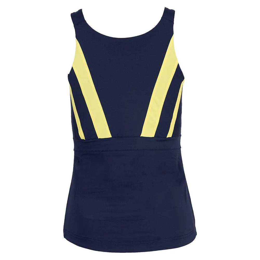 Women's Alley Halter Tennis Tank Fila Navy and Limoncello