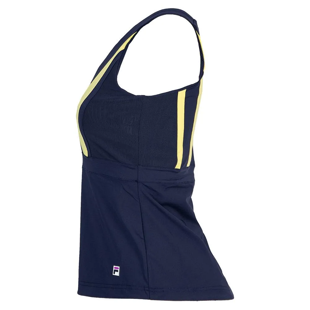 Women's Alley Halter Tennis Tank Fila Navy and Limoncello