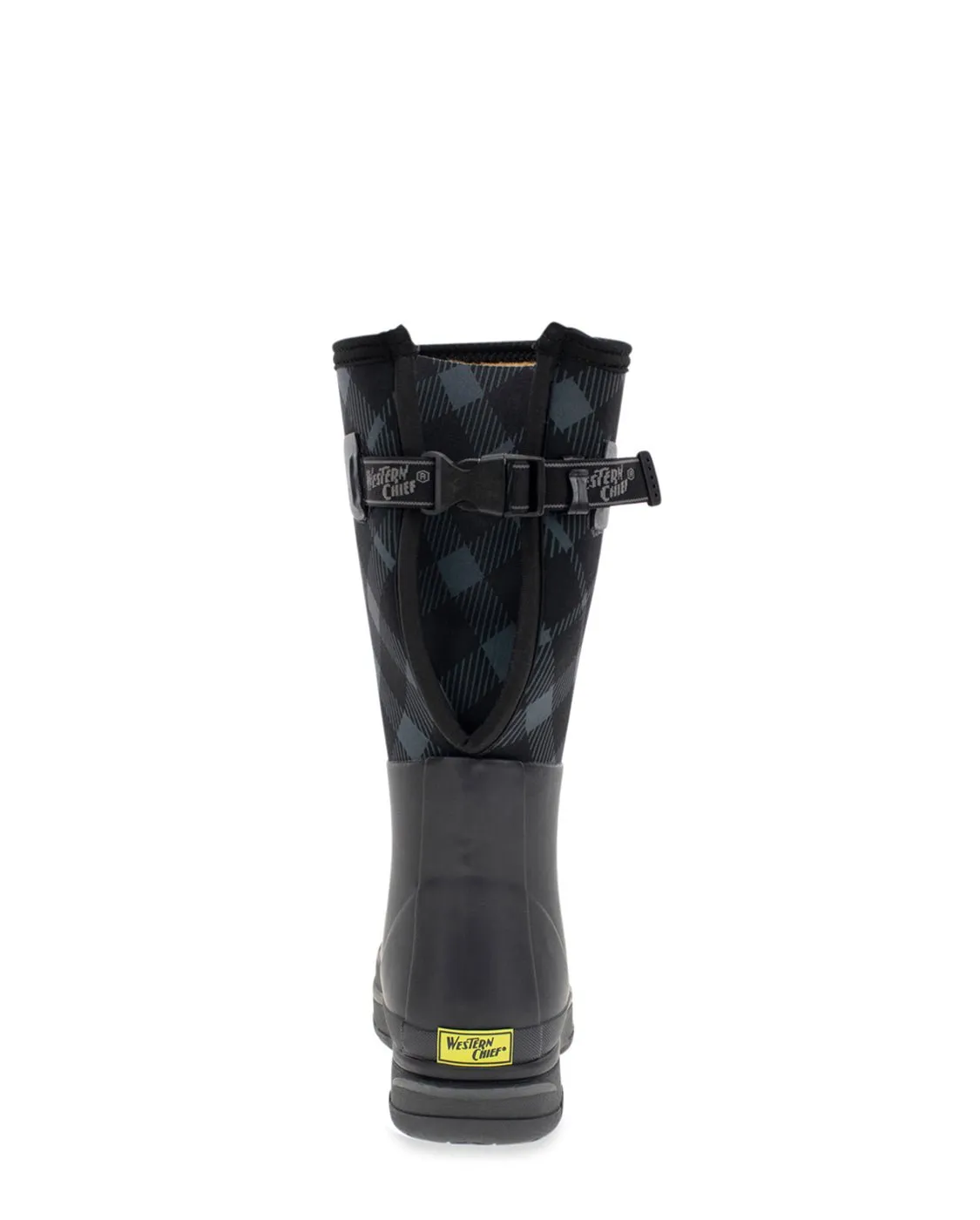 Women's Buffalo Check Neoprene Wide Calf Rain Boot - Black