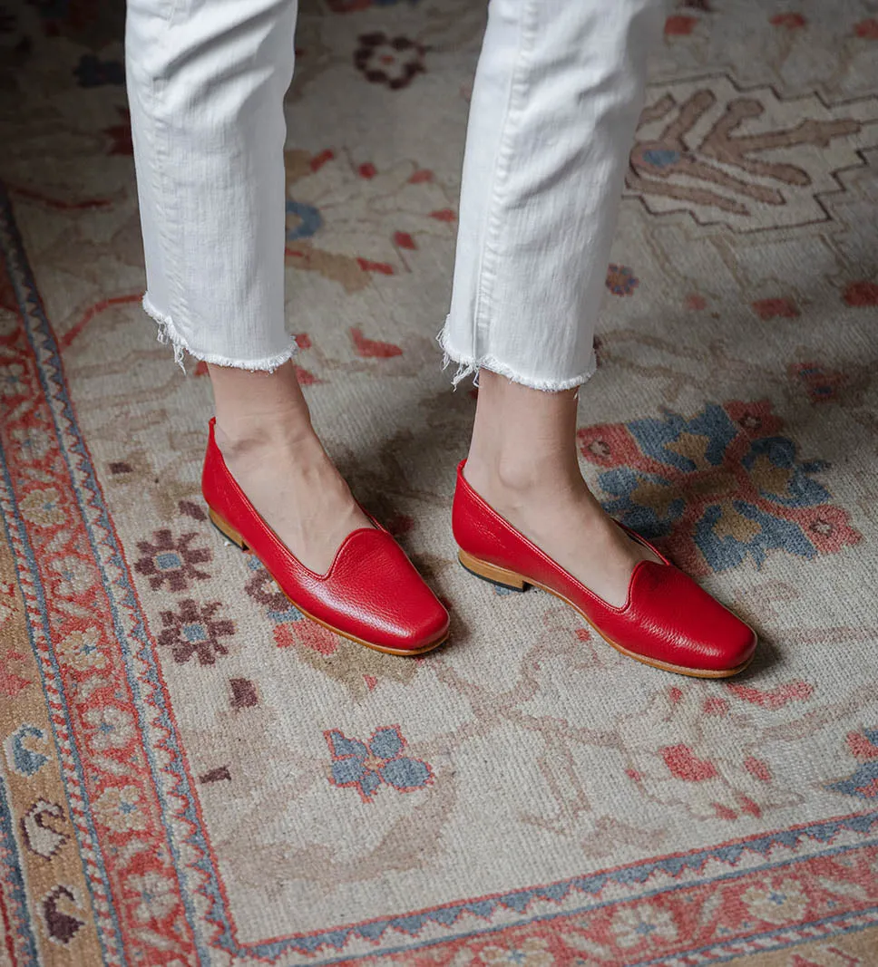 Women's Leather Loafers, Lipstick Red