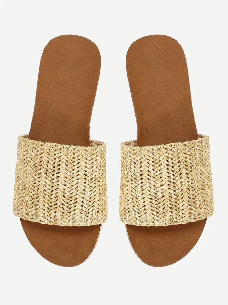 Woven Flat Slide Sandals