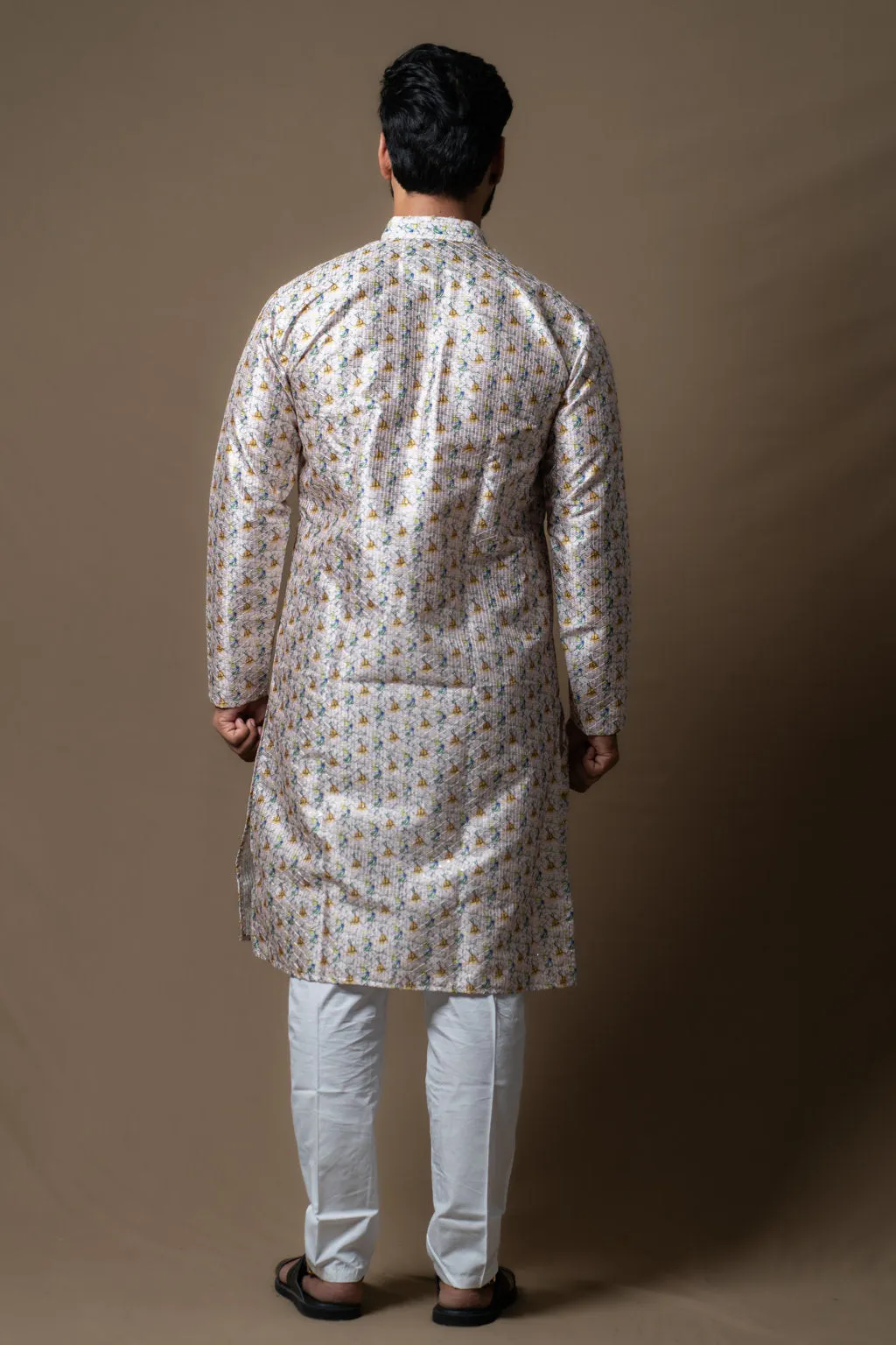 YELLOW ROSE PRINTED KURTA PYJAMA